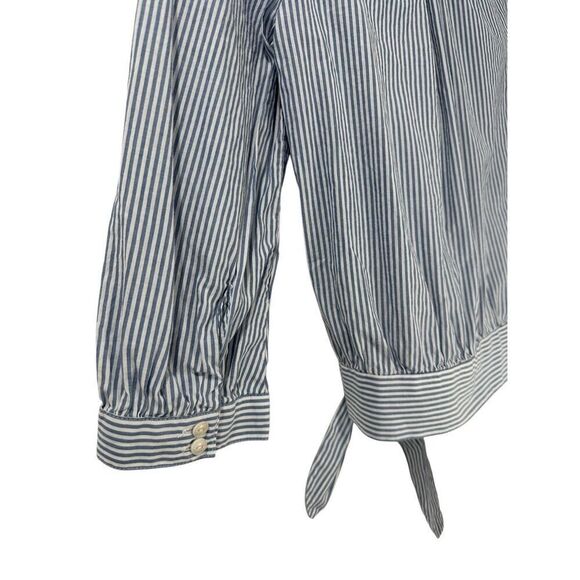 Madewell blue white stripe long sleeve front tie blouse size XS. #35-1882 - Picture 3 of 4